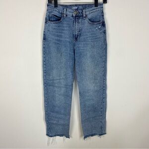 Old Navy The Sky Hi Straight Ultra High Rise denim jeans fray raw hem